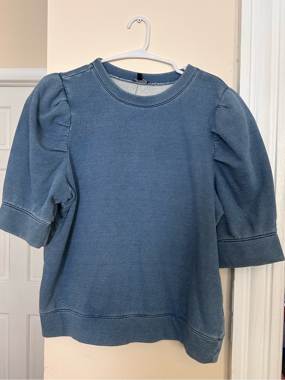 Express Womens Puff Sleeve Sweatshirt - Dusty Blue